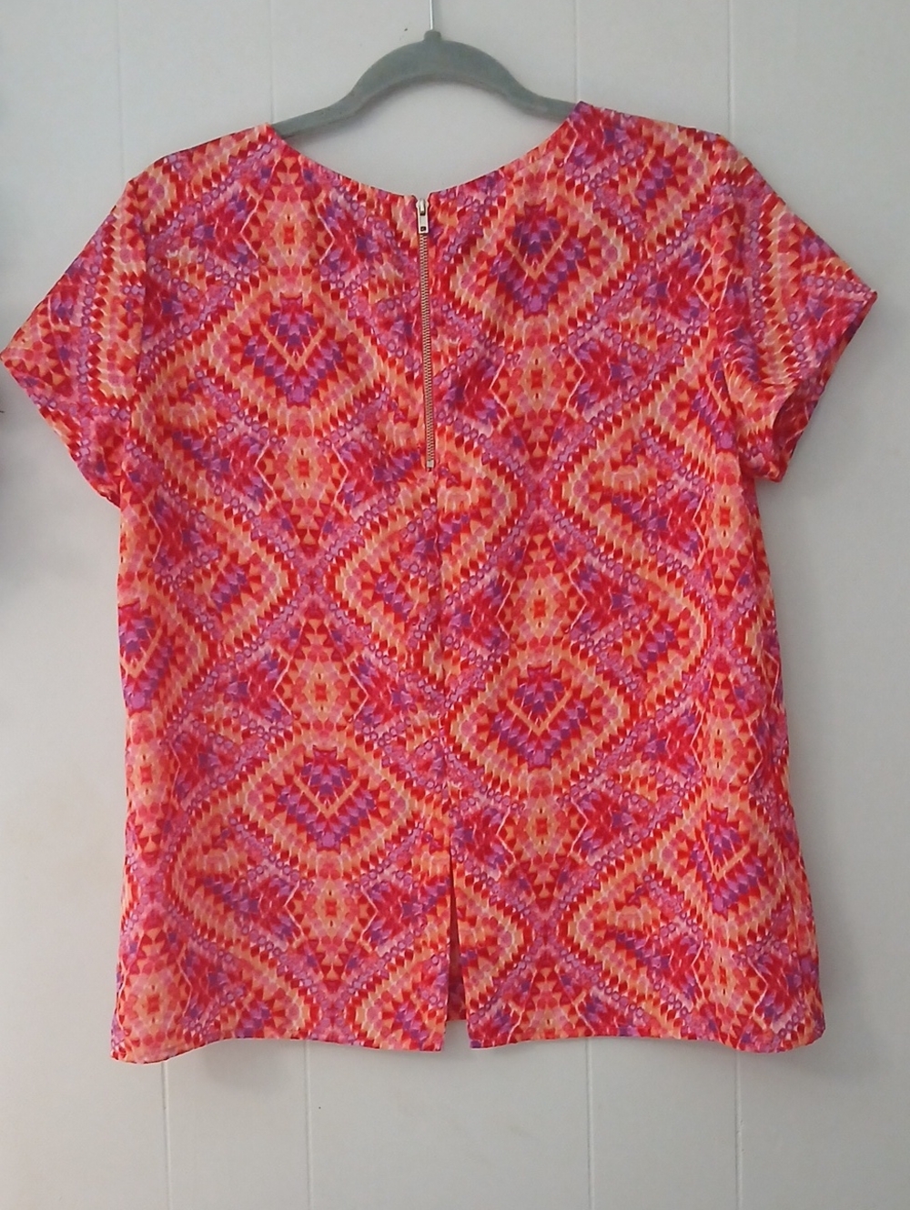 W5 Women's Pink & Orange Short Sleeve Printed Top - Picture 4 of 5